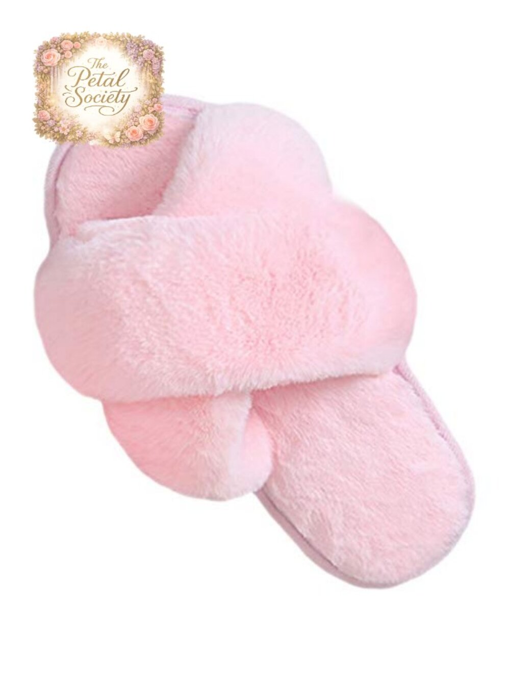 Fleece Faux Fur Open Toe Cross Band Slippers Non Slip Rubber Sole